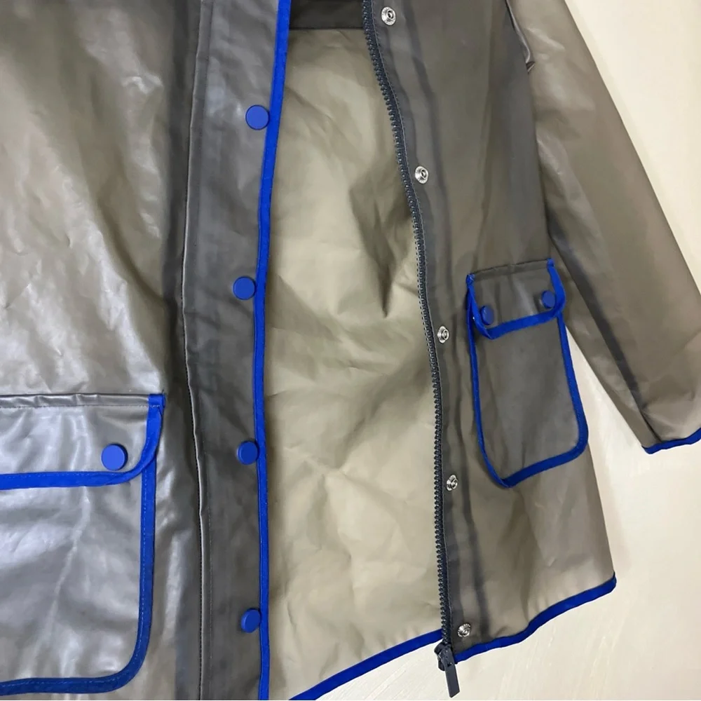 Hunter Kids Unisex Transparent Raincoat with Blue‎ Trim